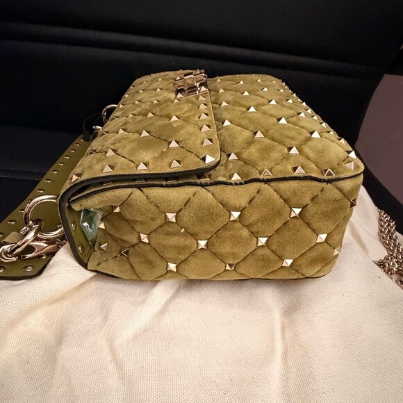 Valentino Green Suede Rockstud Bag - Picture 5 of 10